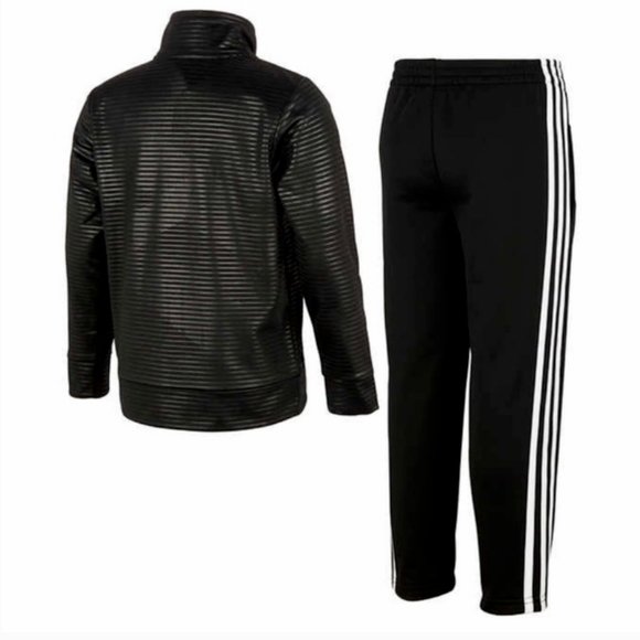 New Adidas Boys Youth 2 Piece Track Suit Activewear Set Black  Size 7 - Picture 2 of 5